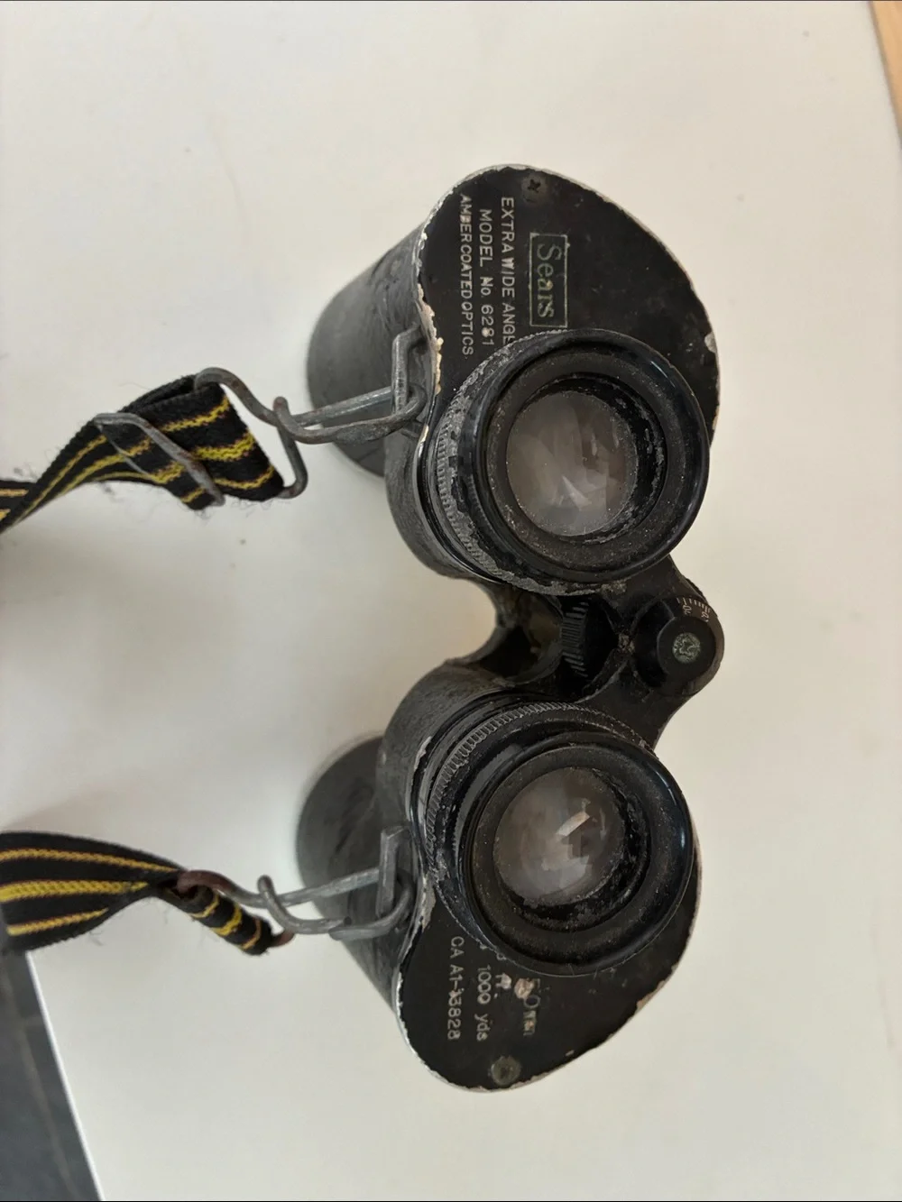 Sears Black Binoculars with Black and Yellow Strap